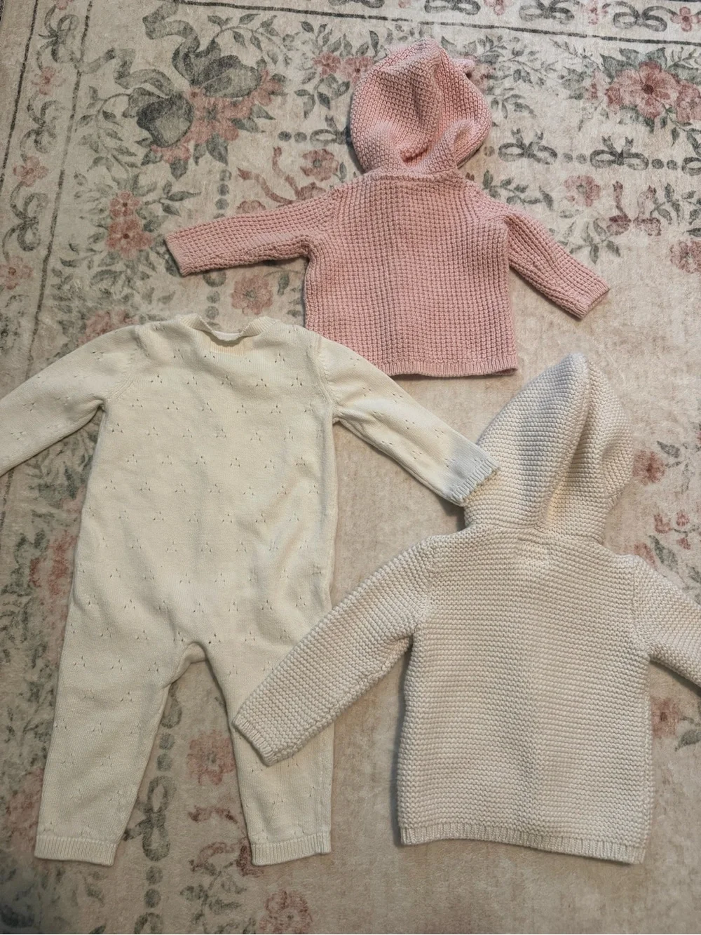 Carter's Pink and Cream Knitted Baby Hoodies & Footie Set